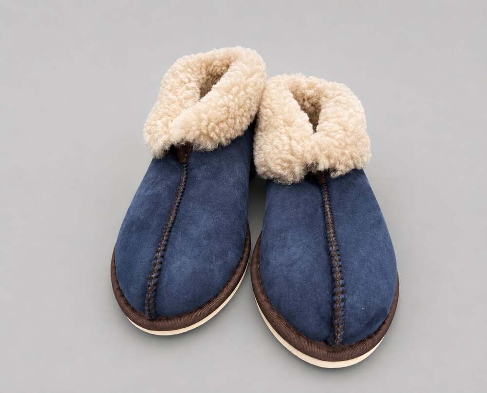 Celtic & Co. Sheepskin Bootee Slippers in Blue